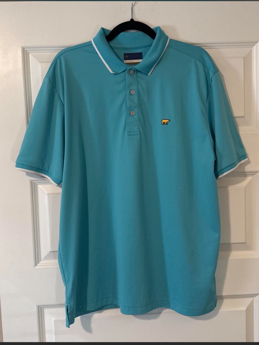 Mens Teal Polo Shirt With Contrast Trim